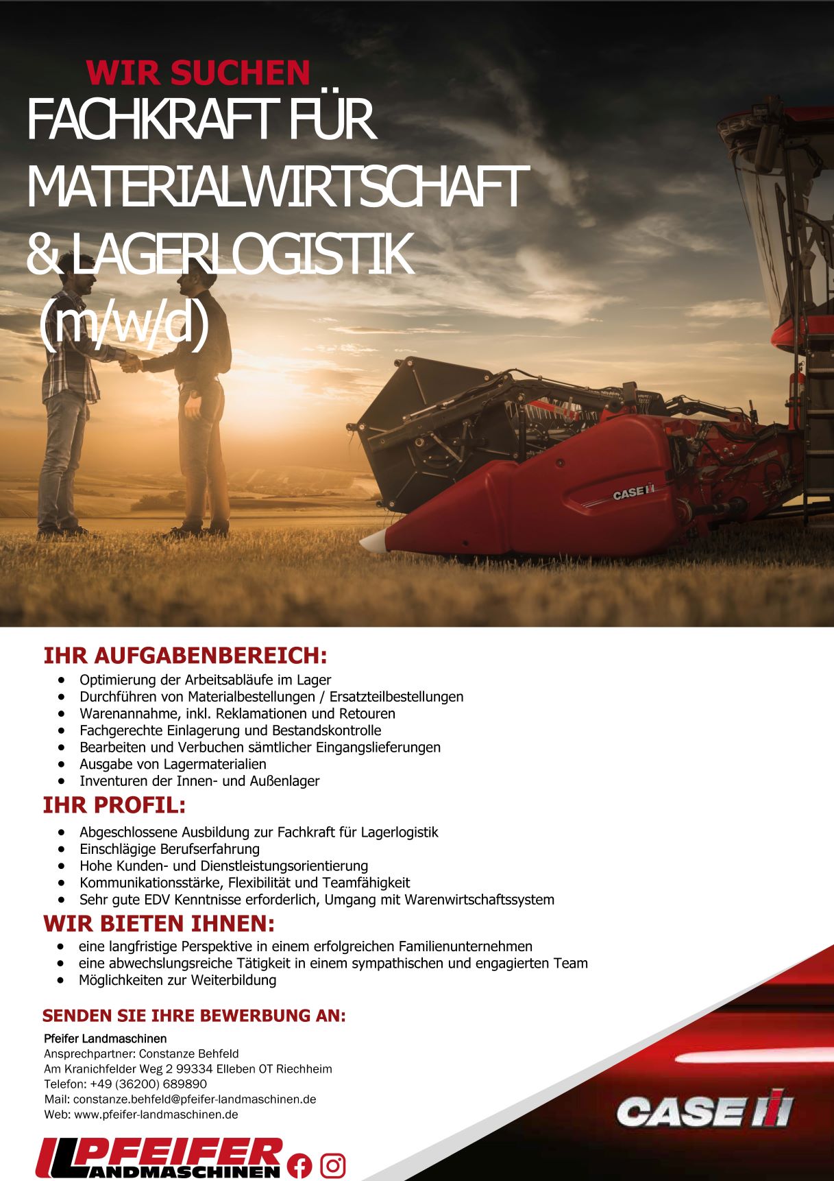 FACHKRAFT FÜR MATERIALWIRTSCHAFT & LAGERLOGISTIK (m/w/d)