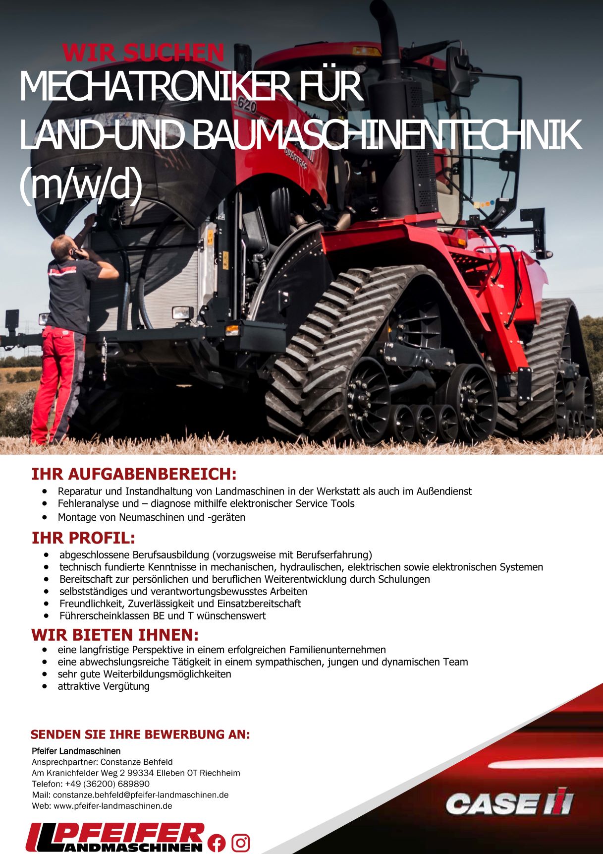 MECHATRONIKER FÜR LAND-UND BAUMASCHINENTECHNIK (m/w/d)